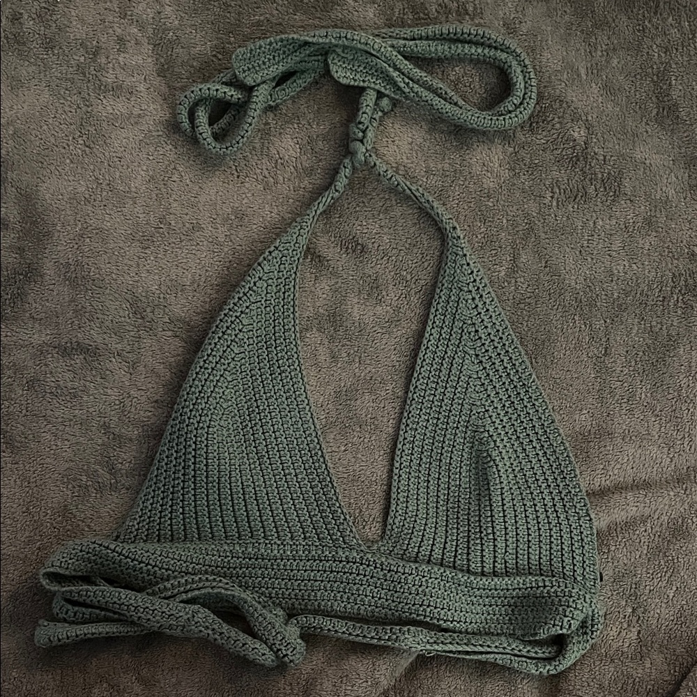 Chic Olive Crochet Halter Top